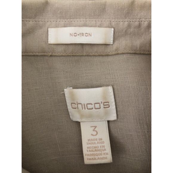 Chico's Women's Size 3 (XL/16) No-Iron Linen Button Down Tan - Picture 9 of 9